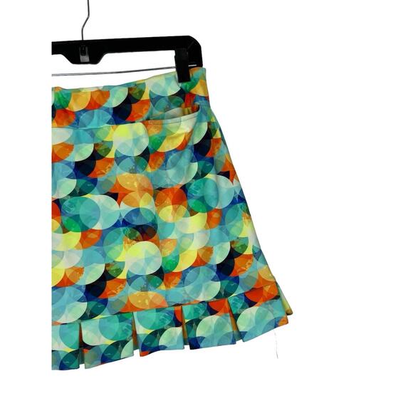 TZU TZU Samba Eclipse Skort Size L Pleat Ruffle Skirt Colorful Print Golf Pocket - Picture 7 of 9
